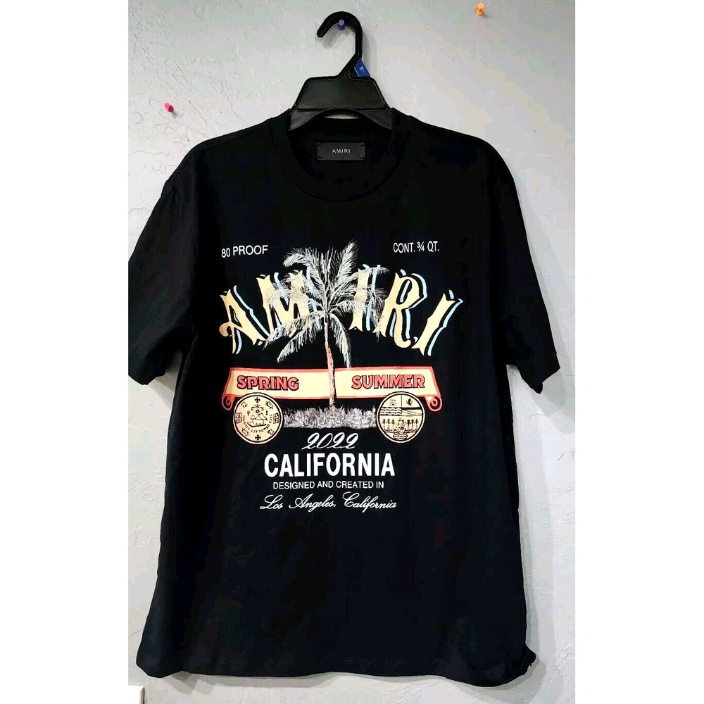 Amiri California Men's Black Short Sleeve T‎ Shirt Size Large.